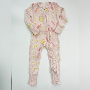 Angel Dear Pink Breakfast Print Footie